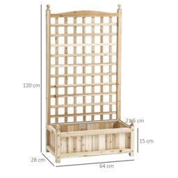 OUTSUNNY Raised Garden Bed with Trellis Garden Planters Indoor Outdoor Brown in Natural - thumbnail 3