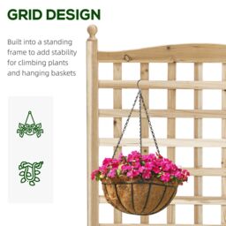 OUTSUNNY Raised Garden Bed with Trellis Garden Planters Indoor Outdoor Brown in Natural - thumbnail 4