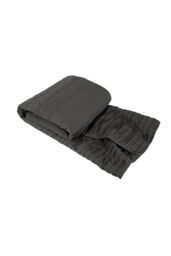 Lazy Linen 'Pure Washed Linen' Quilted Throw in Charcoal - thumbnail 2