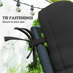 OUTSUNNY 2pc Outdoor Seat Cushion with Backrest, Ties, for Garden, Black - thumbnail 5