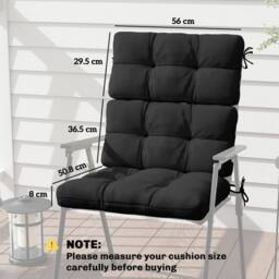 OUTSUNNY 2pc Outdoor Seat Cushion with Backrest, Ties, for Garden, Black - thumbnail 3
