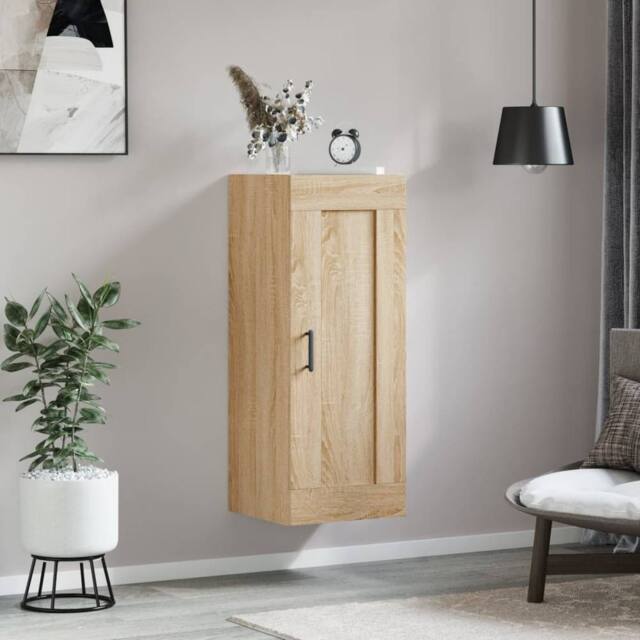 Berkfield Home Wall Mounted Cabinet Sonoma Oak 34.5x34x90 cm Engineered Wood in Light Brown - image 1