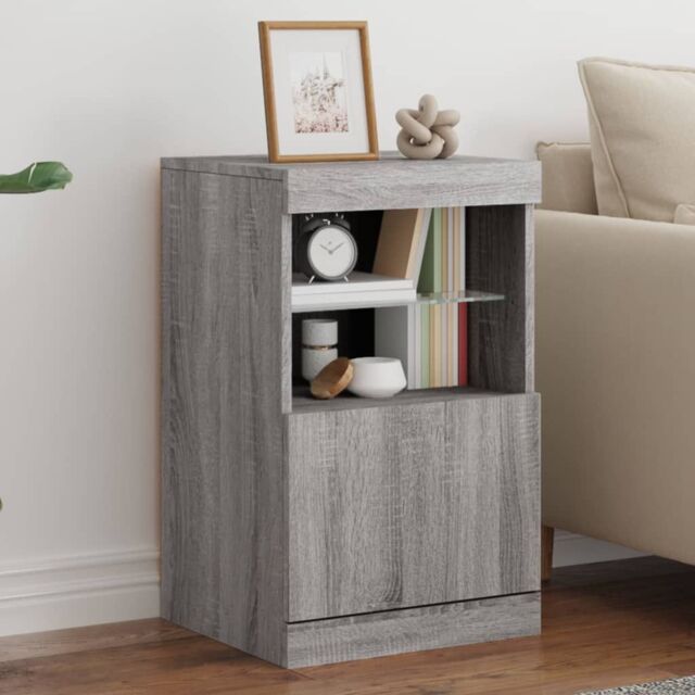 Berkfield Home Sideboard with LED Lights Grey Sonoma 41x37x67 cm - Size: 41 x 37 x 67 cm - image 1