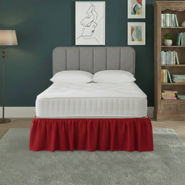 Snug City Base Valance Polycotton Sheet for Divan Beds Easy Care Bed Base Cover in Red - Size: Super King - image 1