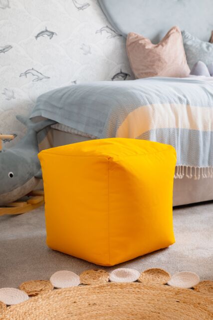 Snug City Waterproof Cube Indoor Outdoor Bean Bag Foot Stool Pouffe in Yellow - image 1