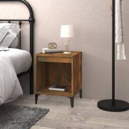 Berkfield Home Elegant Bedside Cabinet Smoked Oak 40x35x50 cm in Brown - Size: 40 x 35 x 50 cm - thumbnail 1
