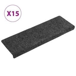 Berkfield Home Stair Mats 15 pcs Needle Punch 65x21x4 cm Grey - Size: Medium - thumbnail 1