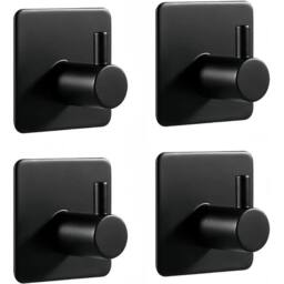 KORVIXA 10X STAINLESS STEEL ADHESIVE HOOKS - 3M WATERPROOF WALL HANGERS in Black - Size: 180 cm width x 180 cm drop - thumbnail 4