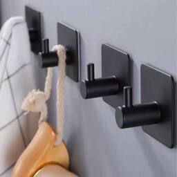KORVIXA 10X STAINLESS STEEL ADHESIVE HOOKS - 3M WATERPROOF WALL HANGERS in Black - Size: 180 cm width x 180 cm drop - thumbnail 5