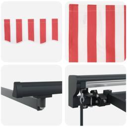 Berkfield Home Retractable Awning Manual Red & White Stripe 500x300 cm - thumbnail 8