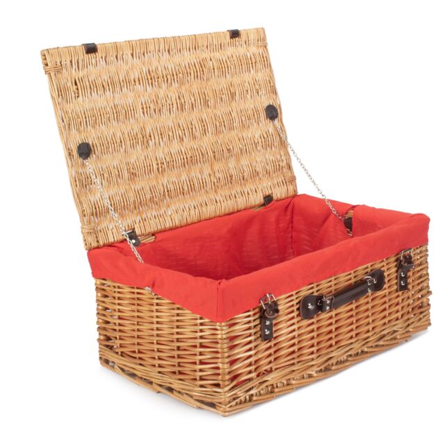 Red Hamper Wicker 55cm Buff Picnic Basket with Cotton Lining in Red - image 1