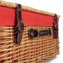 Red Hamper Wicker 55cm Buff Picnic Basket with Cotton Lining in Red - thumbnail 4