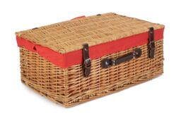 Red Hamper Wicker 55cm Buff Picnic Basket with Cotton Lining in Red - thumbnail 2