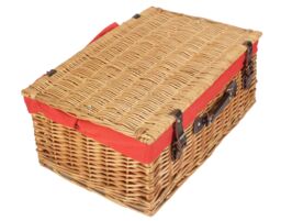 Red Hamper Wicker 55cm Buff Picnic Basket with Cotton Lining in Red - thumbnail 3