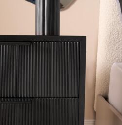OHS Ribbed Bedside Table Modern Bedroom 3 Draw Office Nightstand in Black - thumbnail 3