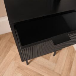 OHS Ribbed Bedside Table Modern Bedroom 3 Draw Office Nightstand in Black - thumbnail 4