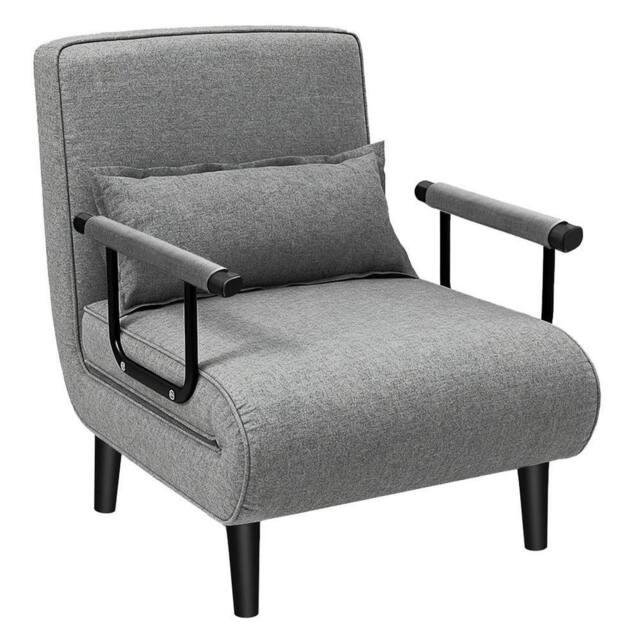 KORVIXA Single 190X65cm Fabric Sofa Bed Sleeper Couch Sofabed in Grey - Size: 0.6m2 - image 1