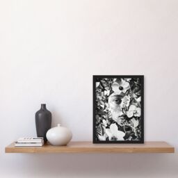 Artery8 Spring Face Flower Blooms Black White Collage Framed Art Print in Grey - Size: A4 - thumbnail 4