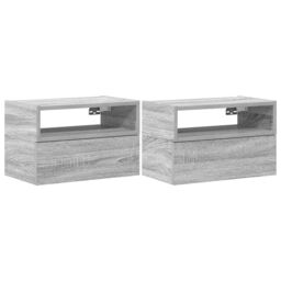 Berkfield Home Wall-mounted Bedside Cabinets 2 pcs Grey Sonoma 45x26x28.5 cm - thumbnail 2