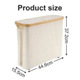 Nordara White 30L Toilet Basket with Lid & Bamboo Frame in Cream - thumbnail 2