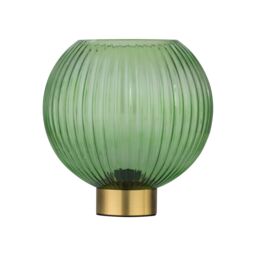 First Choice Lighting Betchley - Battery Operated Satin Brass Lamp with Green Glass in Gold