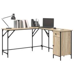 Berkfield Home Desk Sonoma Oak 141x141x75 cm Engineered Wood in Light Oak - Size: 141 x 141 x 75 cm - thumbnail 4