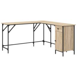 Berkfield Home Desk Sonoma Oak 141x141x75 cm Engineered Wood in Light Oak - Size: 141 x 141 x 75 cm