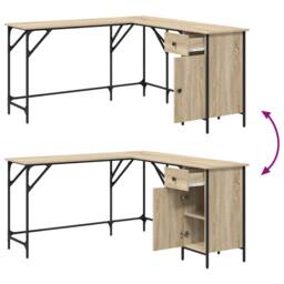 Berkfield Home Desk Sonoma Oak 141x141x75 cm Engineered Wood in Light Oak - Size: 141 x 141 x 75 cm - thumbnail 9