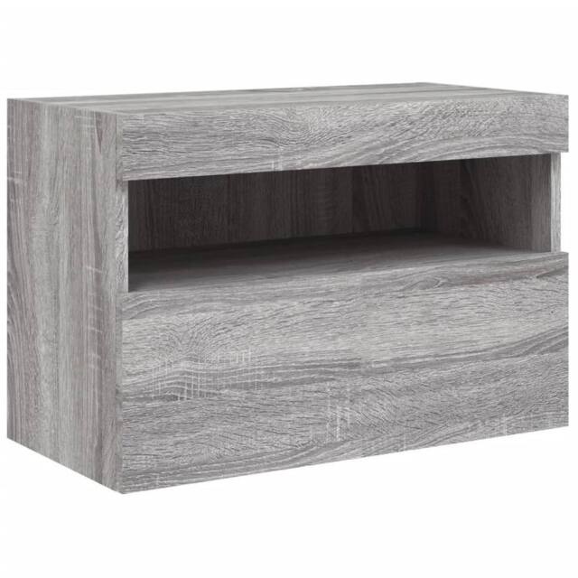 Berkfield Home TV Wall Cabinet with LED Lights Grey Sonoma 60x30x40 cm - Size: 60 x 30 x 40 cm - image 1