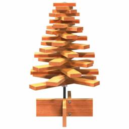 Berkfield Home Festive Wooden Christmas Tree for Decoration Wax Brown 60 cm Soli