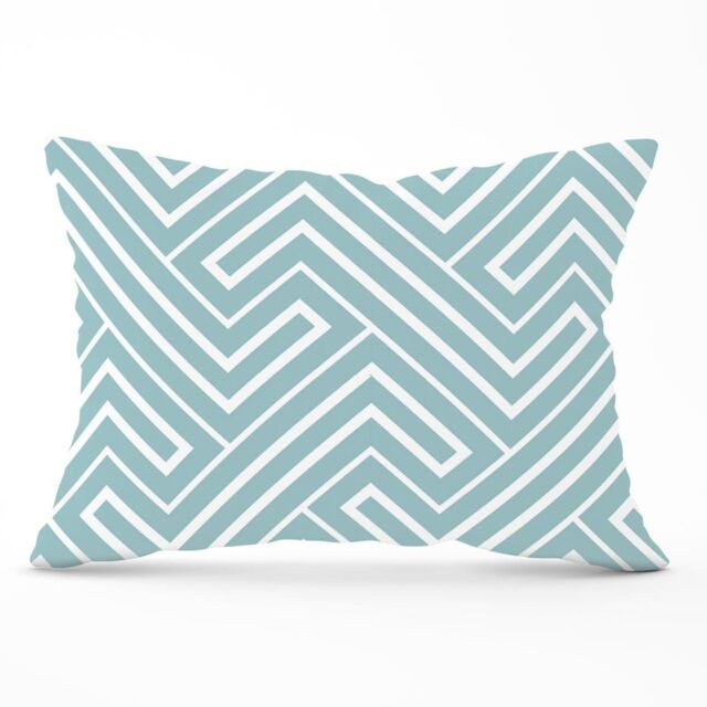 Warren Reed - Designer Blue & White Geometric Pattern Cushions in Green - Size: 60 cm x 60 cm - image 1