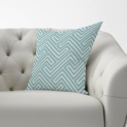 Warren Reed - Designer Blue & White Geometric Pattern Cushions in Green - Size: 60 cm x 60 cm - thumbnail 2
