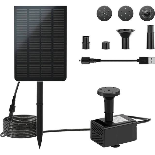 FLAVORA Floating Solar Fountain Pump for Garden Pond in Black - Size: 0.6m2 - image 1