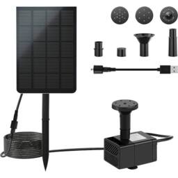 FLAVORA Floating Solar Fountain Pump for Garden Pond in Black - Size: 0.6m2 - thumbnail 1