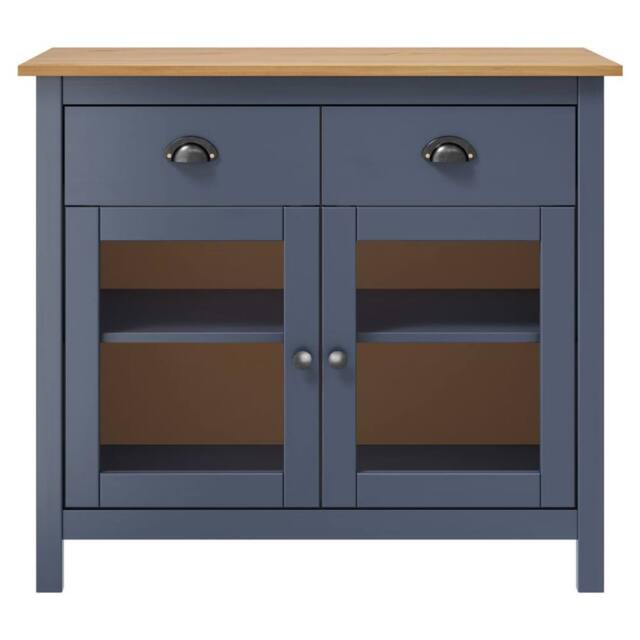 Berkfield Home Sideboard Hill Grey 90x40x80 cm Solid Pine Wood in Dark Blue - Size: 90 x 40 x 80 cm - image 1