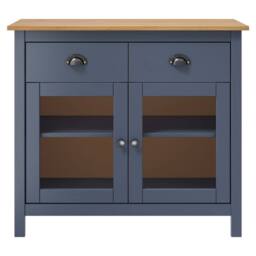 Berkfield Home Sideboard Hill Grey 90x40x80 cm Solid Pine Wood in Dark Blue - Size: 90 x 40 x 80 cm
