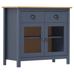 Berkfield Home Sideboard Hill Grey 90x40x80 cm Solid Pine Wood in Dark Blue - Size: 90 x 40 x 80 cm - thumbnail 2