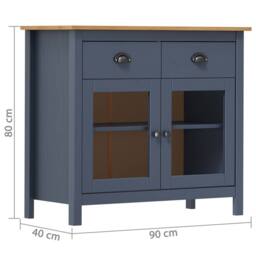 Berkfield Home Sideboard Hill Grey 90x40x80 cm Solid Pine Wood in Dark Blue - Size: 90 x 40 x 80 cm - thumbnail 4