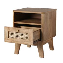 CALICOSY Bedside Table With 1 Drawer, Rattan Front & 1 Niche, 39 Cm Wide - P… in Light Brown - thumbnail 6