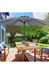 Living and Home 3M Large Rotating Patio Parasol with Cross Base in Dark Grey - thumbnail 1