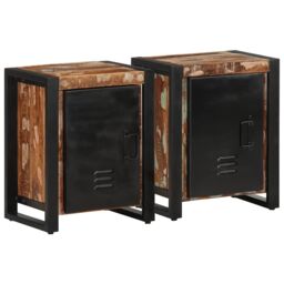 Berkfield Home Bedside Cabinets 2 pcs Multicolour Solid Rough Wood Mango - thumbnail 1