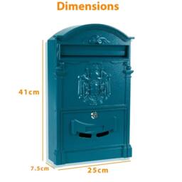 NESTLUNE Blue VINTAGE OUTDOOR LOCKABLE LETTER POST BOX - thumbnail 2