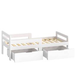AIYAPLAY Wooden Kids Bed Frame with 2 Storage Drawers for Ages 4-14 in White - Size: 140 cm x 70 cm - thumbnail 1
