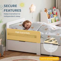 AIYAPLAY Wooden Kids Bed Frame with 2 Storage Drawers for Ages 4-14 in White - Size: 140 cm x 70 cm - thumbnail 5