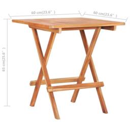 Berkfield Home Elegant Folding Bistro Table 60x60x65 cm Solid Teak Wood in Brown - Size: 60 x 60 x 65 cm - thumbnail 7