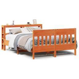 Berkfield Home Bed Frame without Mattress Wax Brown 120x200 cm Solid Wood Pine - Size: Small Double - thumbnail 1