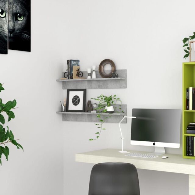 Berkfield Home Wall Shelf 2 pcs Concrete Grey 80x11.5x18 cm Engineered Wood - image 1