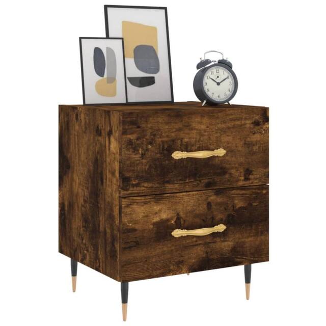 Berkfield Home Modern Bedside Cabinet Smoked Oak 40x35x47.5 cm Engineered Wood in Brown - image 1