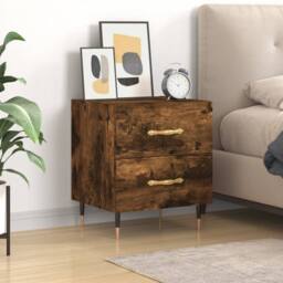 Berkfield Home Modern Bedside Cabinet Smoked Oak 40x35x47.5 cm Engineered Wood in Brown - thumbnail 2