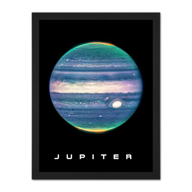 "Artery8 Wall Art Print NASA James Webb Space Telescope Jupiter Composite Image Large Framed Wall Décor Art in Brown - Size: W18"" x H24""" - image 1